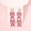 MAMA Dia das Mães carta criativa joias de liga diamante pérola brincos luz luxo moda brincos longos femininos