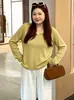 Blusa feminina de gola semiaberta plus size, segunda pele feminina, coleção outono 2026, suéter de tricô básico para mulheres curvilíneas