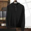 Camisa Base de Punto Sólido Suelta para Hombre con Cuello Polo de Cachemira, Nueva Colección Otoño e Invierno 2026, Suéter Casual de Negocios