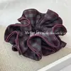 Goma para el pelo a cuadros estilo Zhao Lusi con un toque de alta gama, Goma para el pelo cosida en cuatro capas en el borde, Cuerda para el pelo vintage para mujer, Banda elástica para el pelo