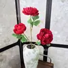 Flor Artificial de Lótus Simulada de 3 Cabeças, Rosa Artificial com Coração, Decoração para Quarto de Casamento e Casa, Flor de Peônia Coreana, Flor Artificial de Peônia
