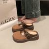 Yiao Zapatillas Perezosas de Deslizamiento con Hebilla Gruesa para Aumentar Altura para Mujer 2025 Primavera Nuevos Zapatos Bobo 3379