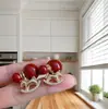 Colección Año Nuevo del Caballo: Pendientes de Caballo Dorado Perla Roja, Doble Uso, Pendientes de Caballo Festivos de Lujo Ligero de Nicho