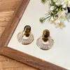 Aretes de Botón Redondos de Circonia Chapados en Oro Real de 14K Moda Sencillo Retro Versátiles Pendientes Nicho Toque de Alta Gama Accesorios para Pendientes para Mujeres