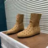 Botas Curtas Vazadas Retrô Estilo Coreano para Mulheres 026 Verão Bico Fino Salto Baixo Respirável Botas de Ciclismo Estilo Western Perfuradas Botas Frescas Tendência