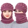 Gorro para Mujer de Edad Media y Mayor Invierno Casual Lana Engrosada Forrado de Polar Cálido para Cuello Gorro de Madre Gorro de Punto Conectado