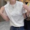 Camiseta de Manga Corta para Mujer con Lazo Europeo y Americano Transfronterizo de Alta Resistencia con Diamantes Calientes Tridimensionales para Mujer Verano 2025 Nueva Suelta y Versátil