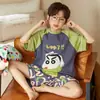Conjunto de Pijama de Desenho Animado de Verão para Crianças Meninos Manga Curta Algodão Puro Estilo Fino Roupa Casual para Casa para Crianças Mais Velhas
