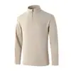 Nova Blusa de Moletom Waffle Meio Zíper Céu Estrelado Outono/Inverno em Tencel e Lã Camel, Gola Alta Casual de Caimento Solto