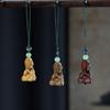 Colgante de animal lindo tallado en madera de sándalo verde, colgante de bolso DIY, llavero creativo para coche, accesorios para cadena de teléfono móvil