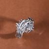 Anillo Abierto de Plata S925 Rey Ciervo Dorado Vintage Personalidad Nicho Punk Ala Trendy Unisex Ala Pluma