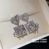 Pendientes de Botón con Forma de Corazón Galáctico, Lazo, Flor y Piedra Preciosa, Estilo Dulce y Fresco, Pendientes de Zirconia, Lujo Ligero, Pendientes de Gama Alta