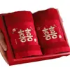 Toalla de Boda Dote Bordada Toalla Roja para la Cara Dote de la Novia Regalo de Retorno Caja de Regalo de Boda Toalla para la Cara