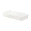 Caja de almacenamiento de escritorio con tapa, tapa abatible, PP transparente, rectangular, estrecha y larga, para papelería, bolígrafos, notas y artículos varios