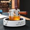 Tetera con asa lateral de vidrio calentable, tetera para hervir, tetera eléctrica de cerámica, juego de tetera para hacer té, agua hirviendo para té, olla para la salud