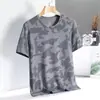 Camiseta de Manga Corta de Seda de Hielo para Hombre Verano Delgada Transpirable de Secado Rápido Top Holgada Talla Grande Deportiva Casual de Media Manga