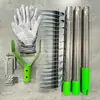 Rastrillo de césped con rodillos, diseño desmontable, rastrillo para jardín y patio, herramienta para el cuidado del césped, rastrillo para hierba muerta