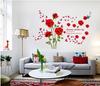 [SK9195A] Pegatinas de pared decorativas románticas con rosas rojas para dormitorio, porche, sala de estar, baño y TV