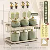 Juego de Frascos para Condimentos de Lujo Ligero, Caja de Almacenamiento de Botellas de Condimentos para el Hogar, Frasco de Cerámica para Aceite de Cocina, Frasco para Sal, Frasco para Chile