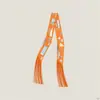 Pañuelo Pequeño con Borlas 130*5cm Tejido de Sarga Imitación Seda Pañuelo de Seda para Mujer, Corbata de Cuello de Moda y Versátil, Correa para Bolso