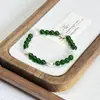 Pulsera de Calcedonia con Perlas de Agua Dulce Natural Pulsera de Perlas de Cuarzo Rosa Diseño de Nicho Perla de Forma Especial Pulsera Versátil de Acero de Titanio