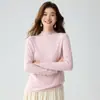 Suéter Sencillo de Cachemira con Patrón de Lichi para Otoño/Invierno para Mujer, Cuello Semi Alto, Versátil, Tejido de Punto Holgado, Prenda Base