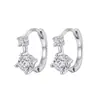 Pendientes de aguja de plata pura S999 con circonita brillante, diseño exquisito y compacto, pendientes de nicho de lujo ligero de alta gama