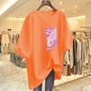 Camiseta Blanca de Manga Corta con Oso Estilo Japonés y Coreano para Mujer de Longitud Media Verano 2023 Nueva Holgada de Algodón Holgada Estilo Coreano Talla Grande