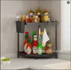 Estante de Almacenamiento de Cocina de Encimera Sin Perforaciones de Piso Triangular Especiero Multicapa de Esquina Estante para Cuchillos y Palillos