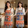 Avental impermeável com padrão ikat estilo étnico para cozinha doméstica, resistente a óleo, moderno, com alças, roupa de trabalho para mulheres