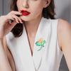 Esmalte vintage pintado à mão broche de lótus incrustado de zircônio elegante elegante das mulheres terno elegante cardigan corsage estilo chinês alfinete corsage