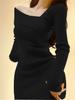 Vestido de punto liso otoño e invierno cintura entallada adelgazante chica royal chica hot falda base ajustada falda francesa falda de cadera para mujer