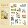 Pacote de adesivos para diário de pet Yiniao, série "Volta ao Mundo em um Dia", adesivos de decoração para diário com paisagens de viagem, 15 peças, 6 designs