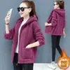 Suéter de piel de cordero para mujer, engrosado, 2024, nuevo, otoño e invierno, suelto, cárdigan con cremallera estilo coreano, abrigo de terciopelo teddy