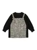 Sudadera con Estampado de Leopardo de Dos Piezas Falsas de Longitud Media Nueva para Primavera y Otoño 2026 para Niñas, Holgada, Antibacteriana, Transpirable, Top Infantil