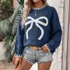 Suéter de Outono e Inverno com Padrão Jacquard de Laço, Tricô Casual, Top de Outono para Comércio Exterior, Suéter Pulôver Europeu e Americano de Comércio Exterior