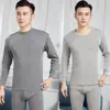 Conjunto de ropa interior térmica 100% algodón puro para otoño e invierno, a prueba de frío, cuello medio, capa base, camiseta térmica de algodón, ropa interior térmica para hombre