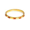 Bestseller transfronterizo europeo y americano juego de tres piezas de diamante cuadrado de una sola fila acero de titanio acero inoxidable oro de 18k pulsera de tres diamantes que no se decolora para mujer