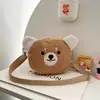 Bolsa Transversal de Ombro Fofa de Desenho Animado Novo Modelo 2026 para Mulheres e Crianças Versátil Bolsa Transversal de Pelúcia Ursinho Tendência