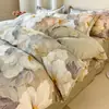 Juego de ropa de cama de cuatro piezas de algodón puro de alta calidad, alto número de hilos, engrosado, cepillado, 100% algodón, sábana, funda de edredón, funda de almohada, ropa de cama para todas las estaciones
