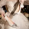 Sapatos de Casamento de Salto Bloco High-End de Nicho para Mulheres, Salto Alto Elegante com Strass Versátil da Moda para Festas, Novo Estilo Primavera/Verão 2025 Feminino
