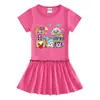 Verano 2023 Nuevo Ropa Infantil Coreana Vestido de Manga Corta Falda Delgada Plegada para Bebé de Media Manga