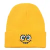 Chapéu de Tricô Bordado Quente e Popular da Coreia, Chapéu de Casal Fofo com Desenho Animado Estilo Coreano, Gorro Versátil Simples de Cor Sólida Original