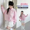Conjunto de Camisa Listrada Casual Estilo Coreano Academia 2026 Nova Primavera para Crianças Maiores com Saia de Bolo