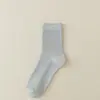 Calcetines de algodón para hombre sin costuras, doble costura, longitud media hasta la pantorrilla, para primavera y otoño, color liso, transpirables, casuales, de vestir, calcetines para hombre Zhuji al por mayor