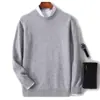 Suéter de Lana de Cuello Redondo Casual para Hombre Bai Cai Rong Tejido Cálido Ajustado Prenda Base de Punto Otoño Invierno Versátil Negocios