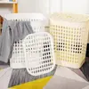 Cesta de Lavandería Grande de Plástico de Color Sólido con Agujeros y Tapa, Nueva, para Limpieza y Almacenamiento en el Baño del Hogar