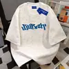 Camiseta de Algodón Puro Pesado Estilo Hip-Hop de Verano con Letras Tie-Dye Cuello Redondo Manga Corta Moderna Corte Amplio Adelgazante Top para Pareja para Hombres y Mujeres
