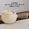 Panela Vermelha Popular Panela Assada Chaleira para Chá de Leite Panela de Cozinha Chinesa Resistente a Altas Temperaturas Panela com Alça Lateral Conjunto Doméstico Interno para Chá de Leite Assado na Madeira
