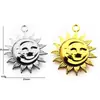 Acero Inoxidable Oro 18K Colgante Cara Sonriente Sol Colgante Retro Acero de Titanio Colgante Collar Accesorios para Joyería DIY